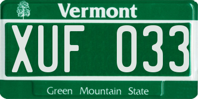 VT license plate XUF033