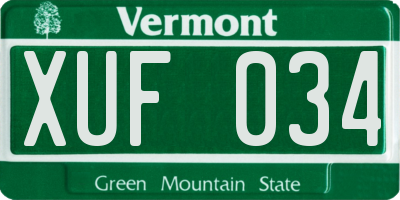 VT license plate XUF034