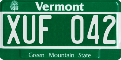 VT license plate XUF042