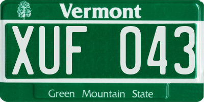 VT license plate XUF043