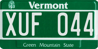 VT license plate XUF044
