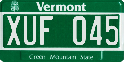 VT license plate XUF045