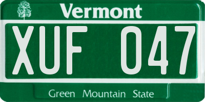 VT license plate XUF047