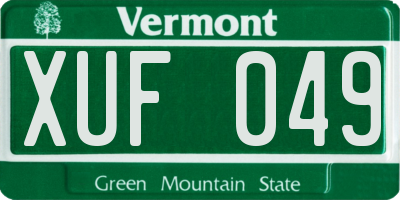 VT license plate XUF049