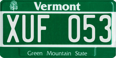 VT license plate XUF053
