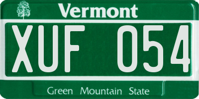 VT license plate XUF054