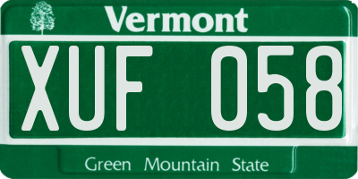 VT license plate XUF058