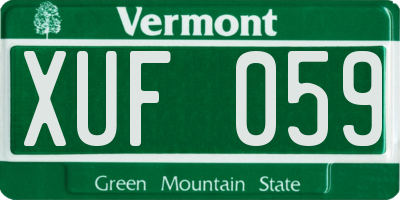 VT license plate XUF059