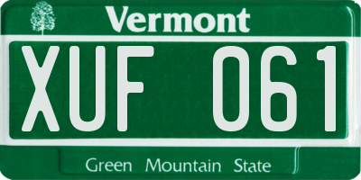VT license plate XUF061