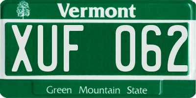 VT license plate XUF062