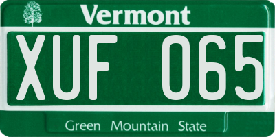 VT license plate XUF065