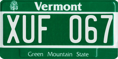 VT license plate XUF067