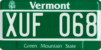 VT license plate XUF068