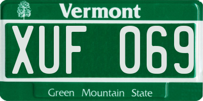 VT license plate XUF069