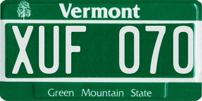 VT license plate XUF070