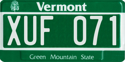 VT license plate XUF071