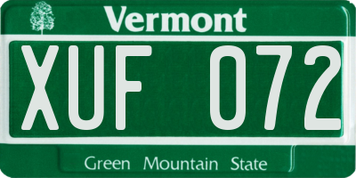VT license plate XUF072