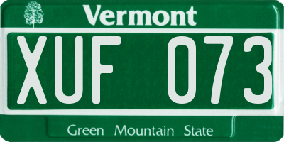 VT license plate XUF073