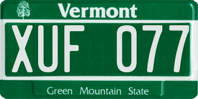 VT license plate XUF077