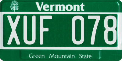 VT license plate XUF078