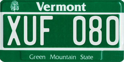 VT license plate XUF080