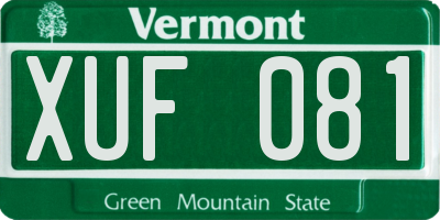 VT license plate XUF081