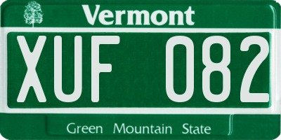 VT license plate XUF082