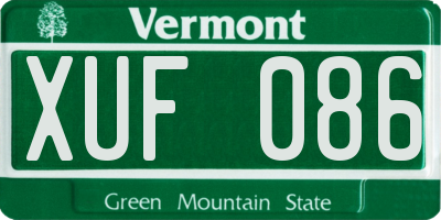VT license plate XUF086
