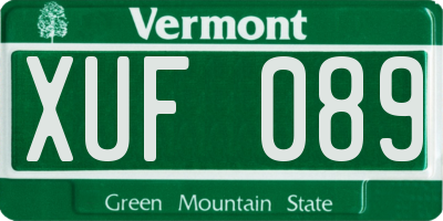 VT license plate XUF089