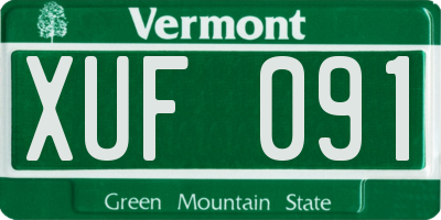 VT license plate XUF091