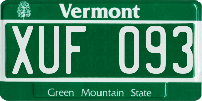 VT license plate XUF093