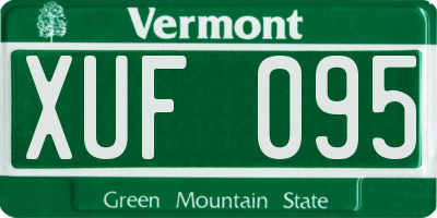 VT license plate XUF095