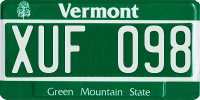 VT license plate XUF098