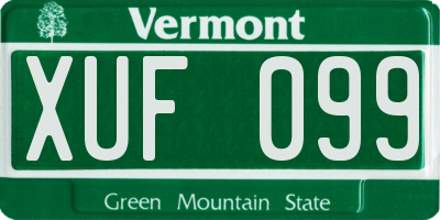 VT license plate XUF099