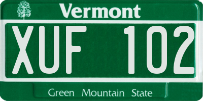 VT license plate XUF102