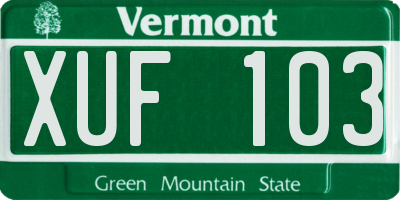 VT license plate XUF103