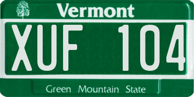 VT license plate XUF104