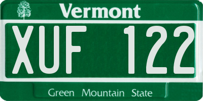 VT license plate XUF122