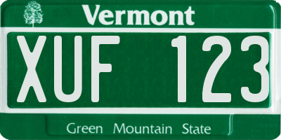 VT license plate XUF123