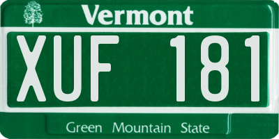 VT license plate XUF181