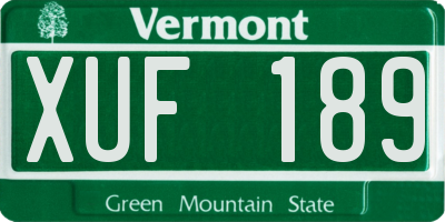 VT license plate XUF189