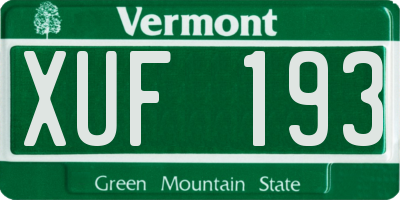 VT license plate XUF193