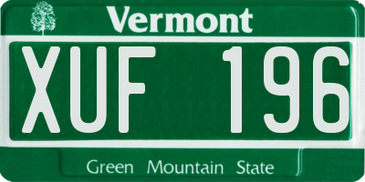 VT license plate XUF196
