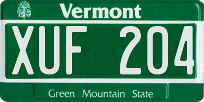 VT license plate XUF204