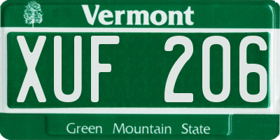 VT license plate XUF206