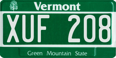 VT license plate XUF208