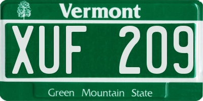 VT license plate XUF209