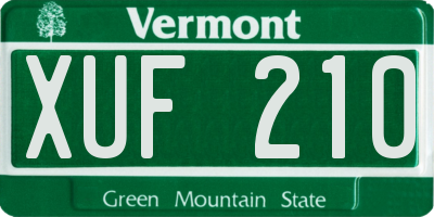 VT license plate XUF210