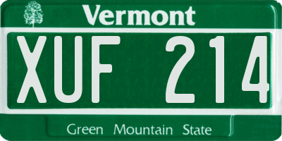 VT license plate XUF214