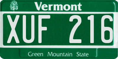 VT license plate XUF216